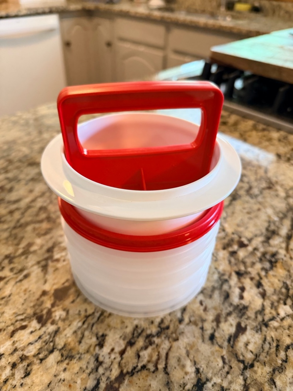 Tupperware Burger Press and Keepers in Red 5 inch